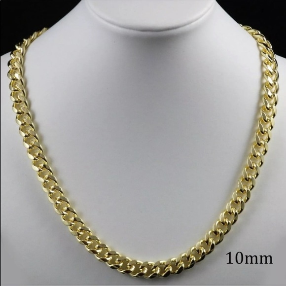 Cuban bling 10mm gold chain men’s gothic r…